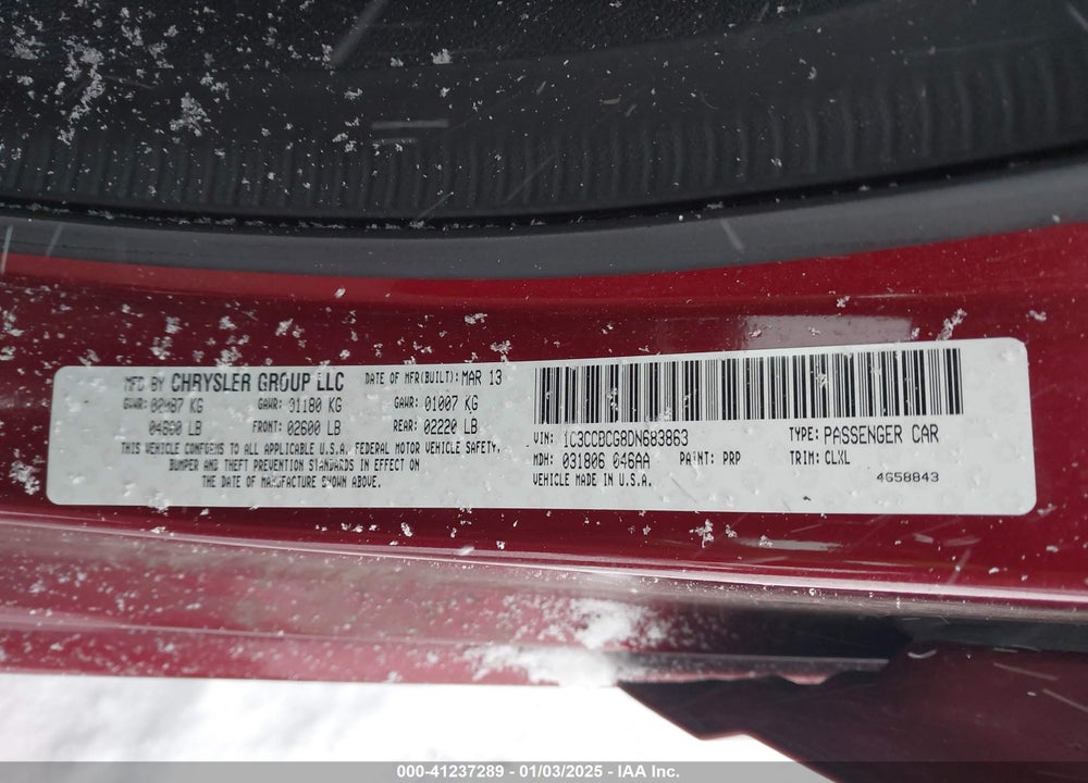 2013 CHRYSLER 200 VIN: 1C3CCBCG8DN683863