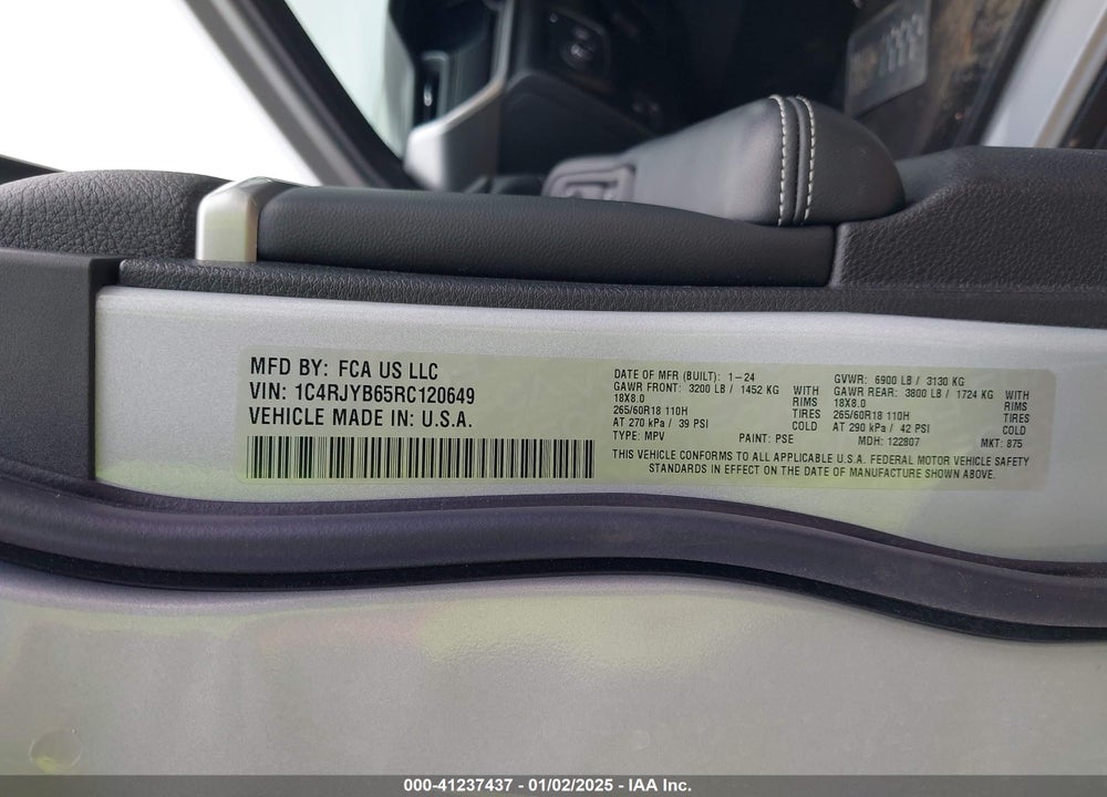 2024 GRAND JEEP  CHEROKEE 4XE VIN: 1C4RJYB65RC120649