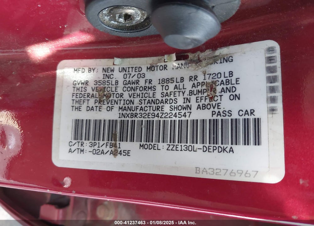 2004 TOYOTA COROLLA CE VIN: 1NXBR32E94Z224547
