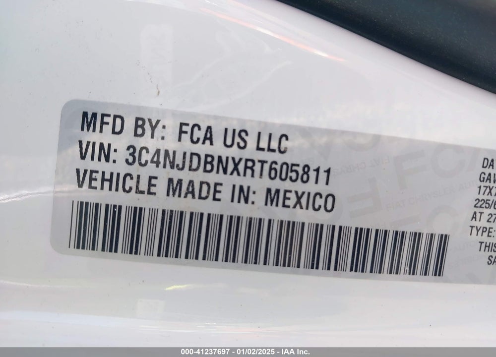 2024 JEEP COMPASS LATITUDE 4X4 VIN: 3C4NJDBNXRT605811