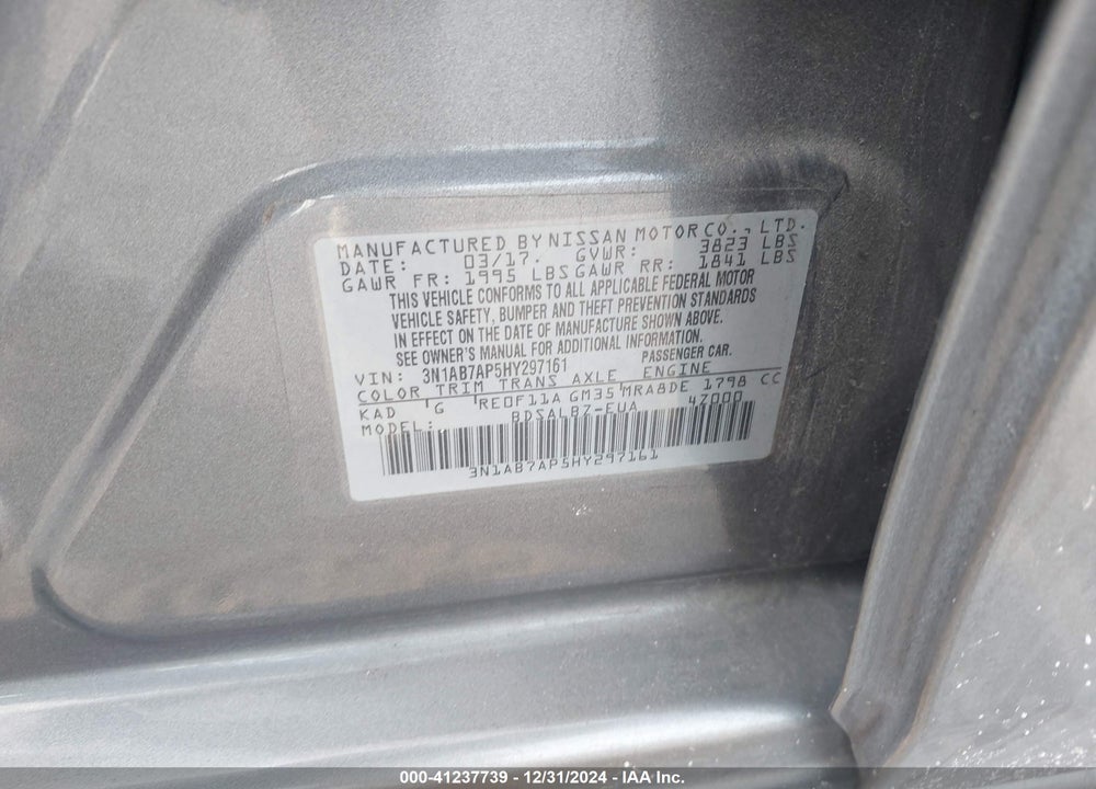 2017 NISSAN SENTRA VIN: 3N1AB7AP5HY297161