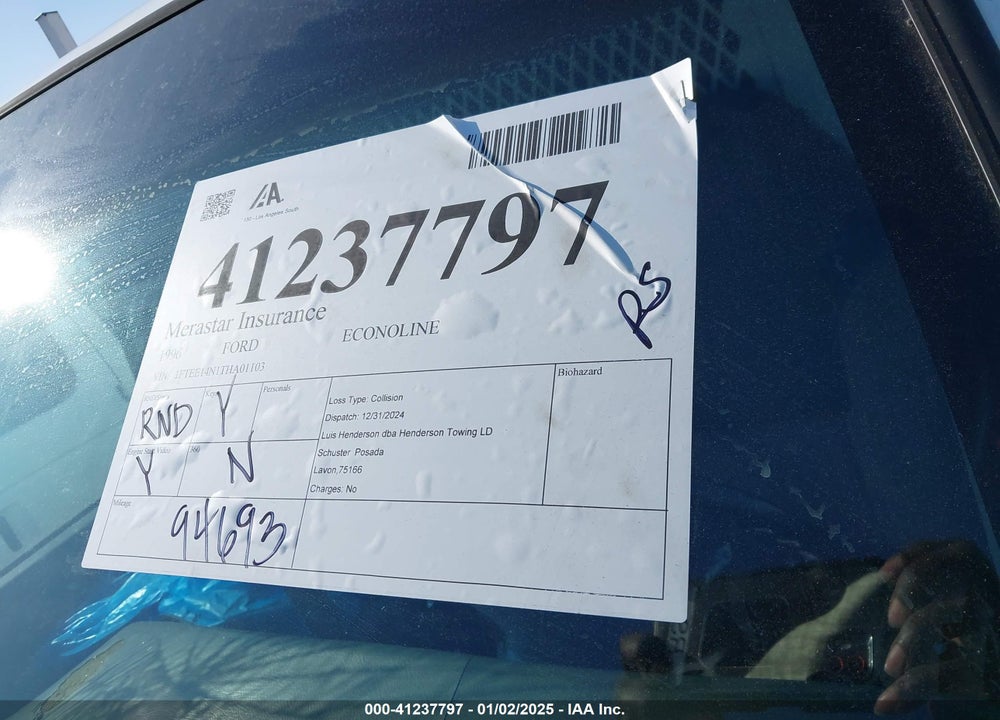 1996 FORD ECONOLINE E150 VAN VIN: 1FTEE14N1THA01103