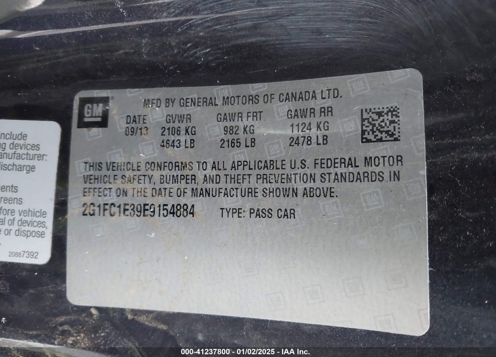 2014 CHEVROLET CAMARO 2LT VIN: 2G1FC1E39E9154884