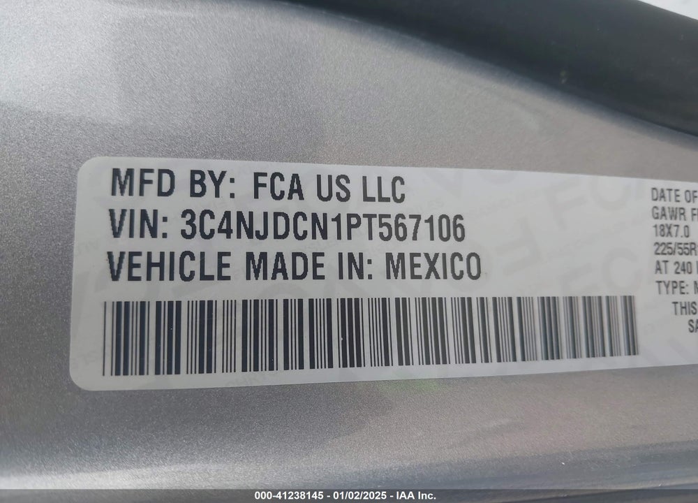2023 JEEP COMPASS HIGH ALTITUDE 4X4/LIMITED 4X4 VIN: 3C4NJDCN1PT567106