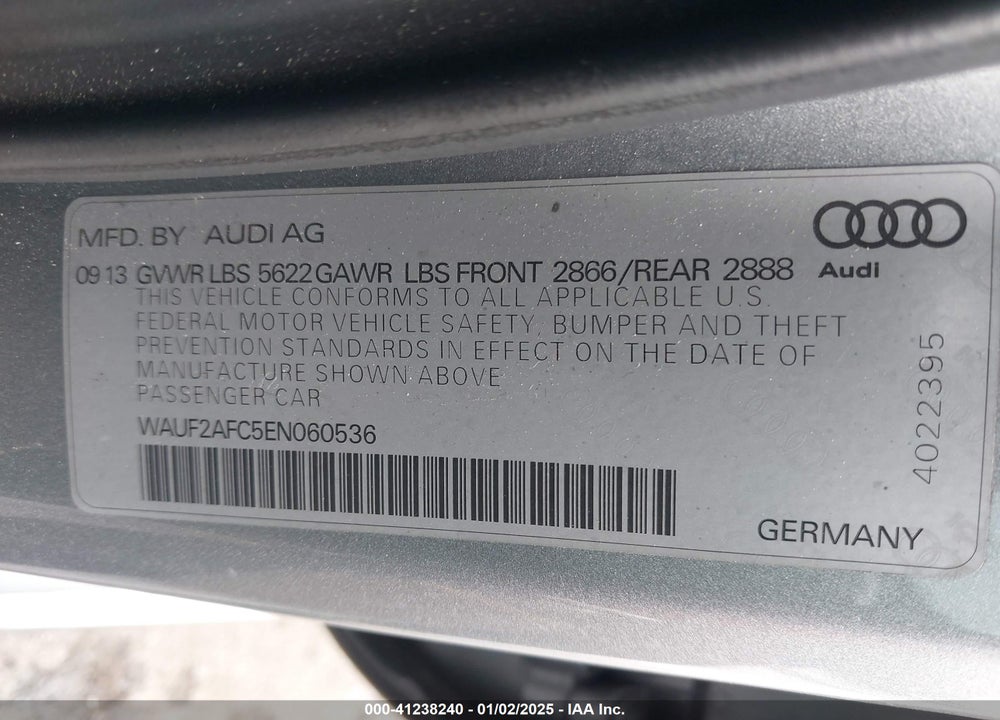 2014 AUDI S6 VIN: WAUF2AFC5EN060536