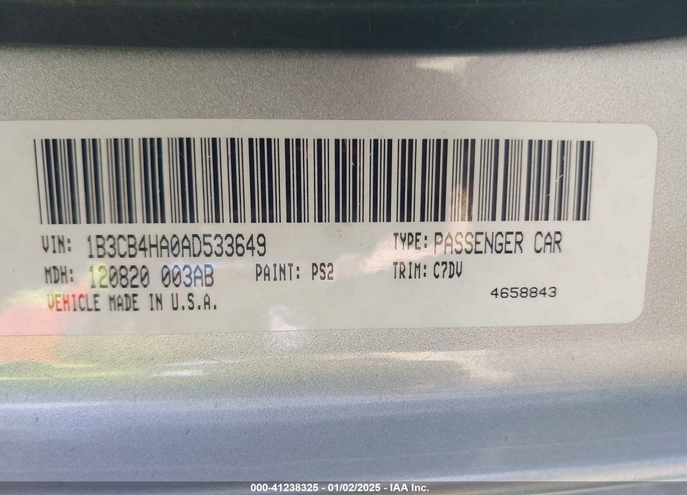 2010 DODGE CALIBER SXT VIN: 1B3CB4HA0AD533649