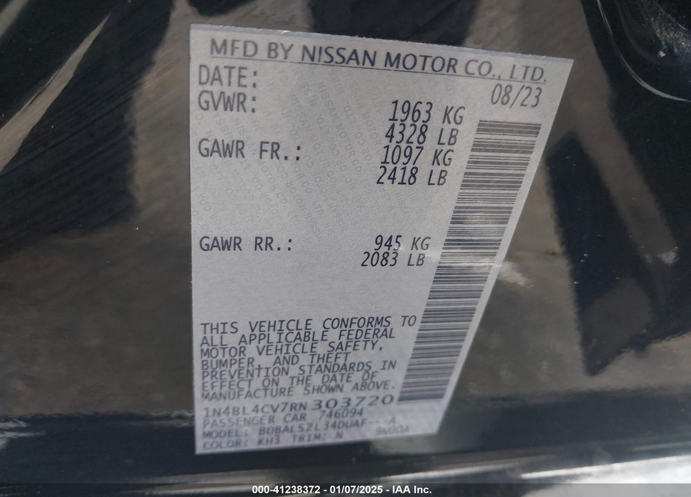 2024 NISSAN ALTIMA VIN: 1N4BL4CV7RN303720