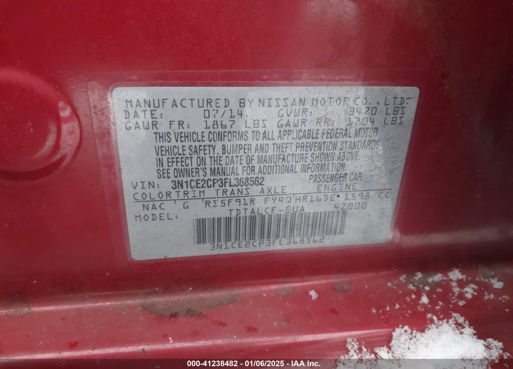 2015 NISSAN VERSA NOTE S (SR) VIN: 3N1CE2CP3FL368562