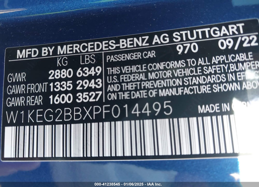 2023 MERCEDES-BENZ EQE 350 VIN: W1KEG2BBXPF014495
