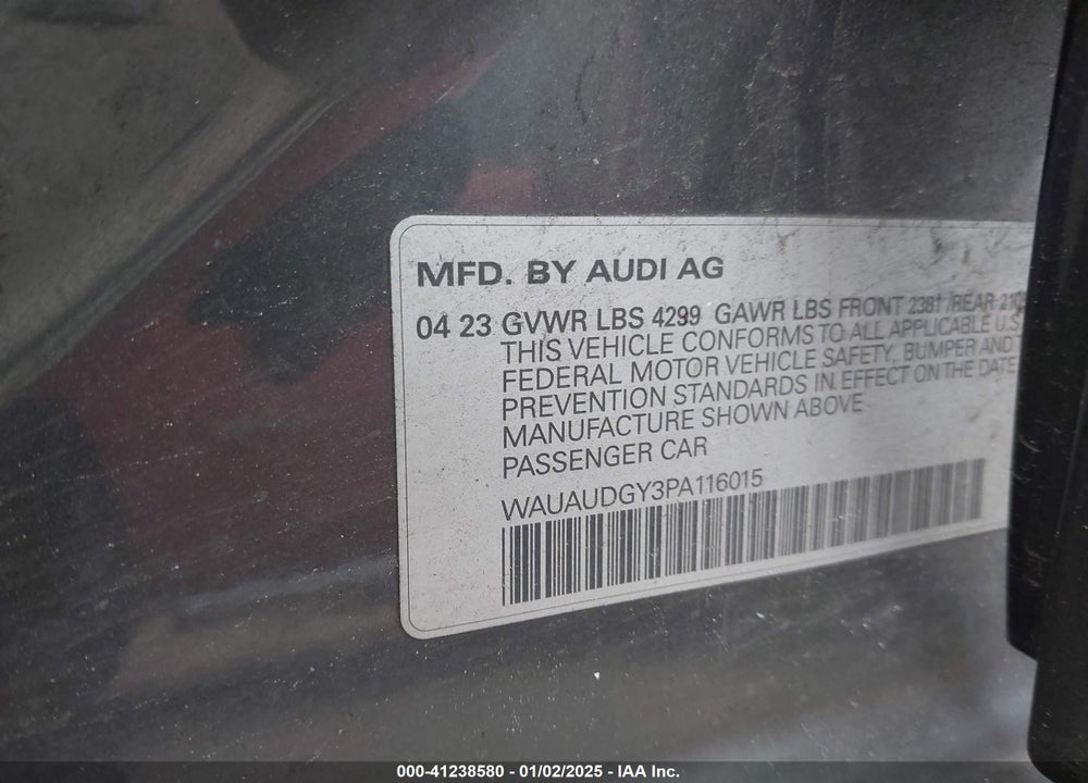 2023 AUDI A3 PREMIUM 40 TFSI FRONT-WHEEL DRIVE S TRONIC VIN: WAUAUDGY3PA116015