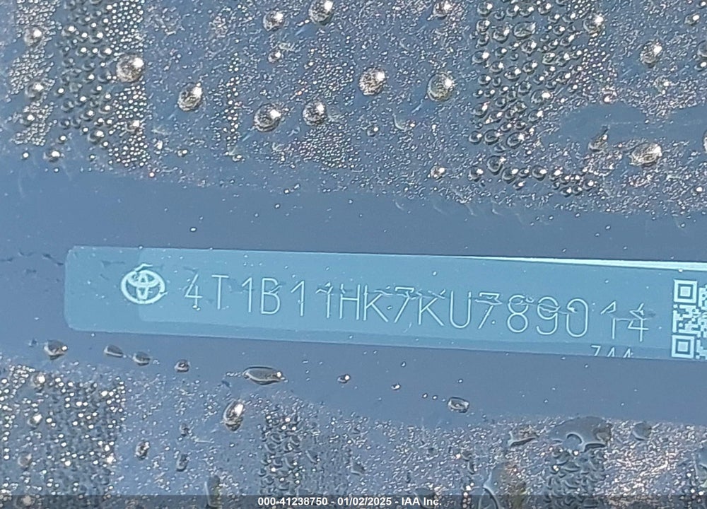 2019 TOYOTA CAMRY VIN: 4T1B11HK7KU789014