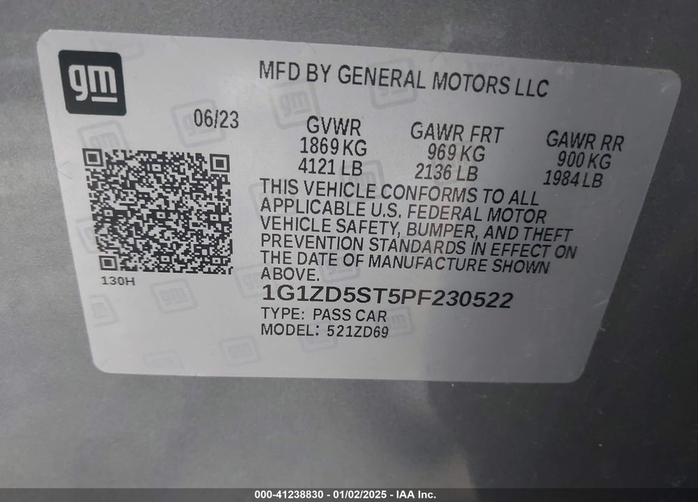 2023 CHEVROLET MALIBU VIN: 1G1ZD5ST5PF230522