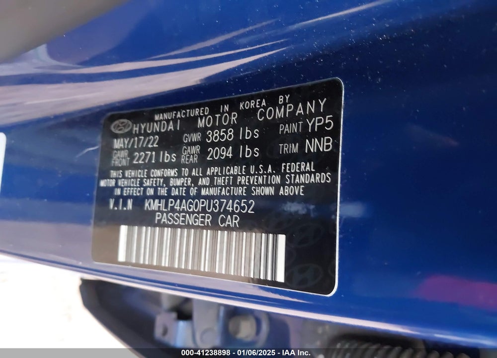 2023 HYUNDAI ELANTRA VIN: KMHLP4AG0PU374652