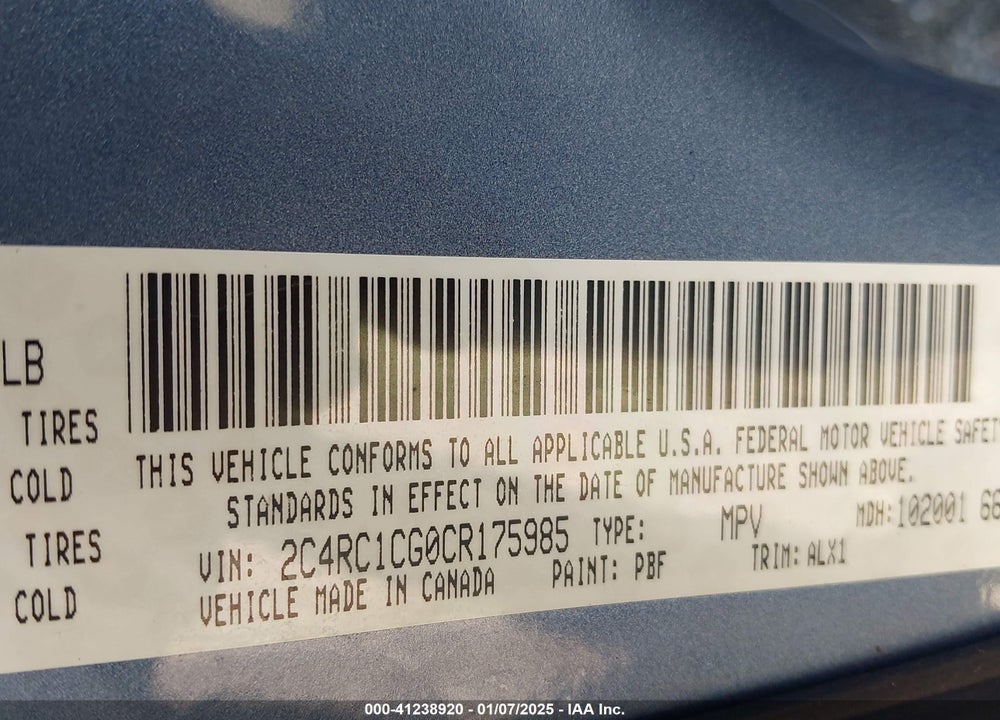 2012 CHRYSLER TOWN & COUNTRY TOURING-L VIN: 2C4RC1CG0CR175985