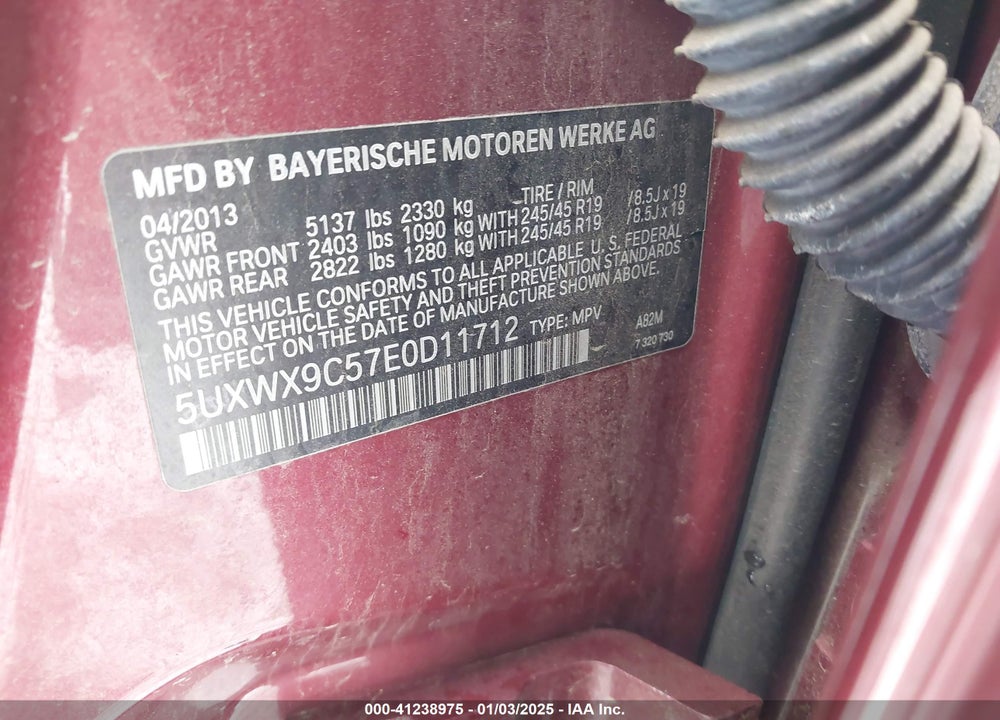 2014 BMW X3 XDRIVE28I VIN: 5UXWX9C57E0D11712