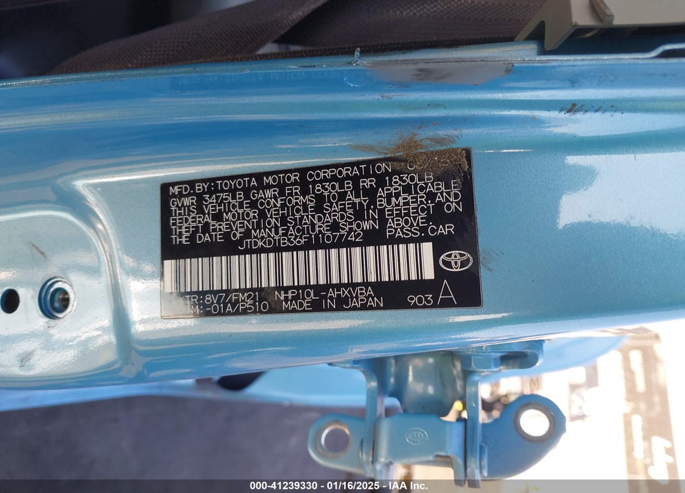 2015 TOYOTA PRIUS C TWO VIN: JTDKDTB36F1107742