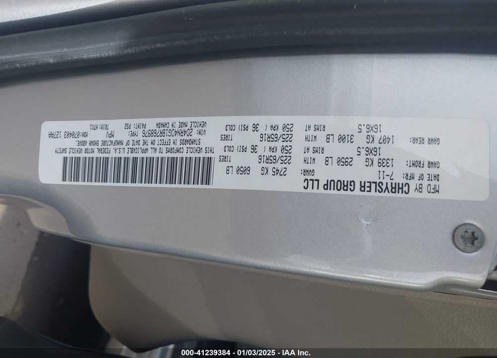 2011 DODGE GRAND CARAVAN EXPRESS VIN: 2D4RN4DG1BR768976