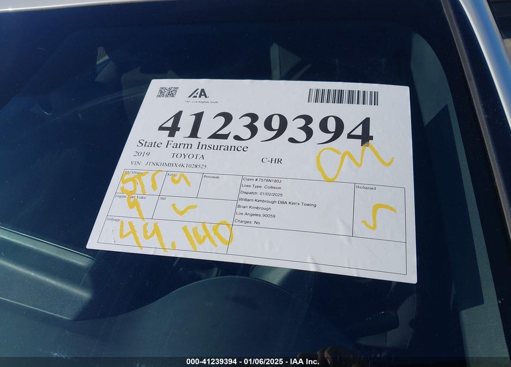 2019 TOYOTA C-HR VIN: JTNKHMBX4K1028525
