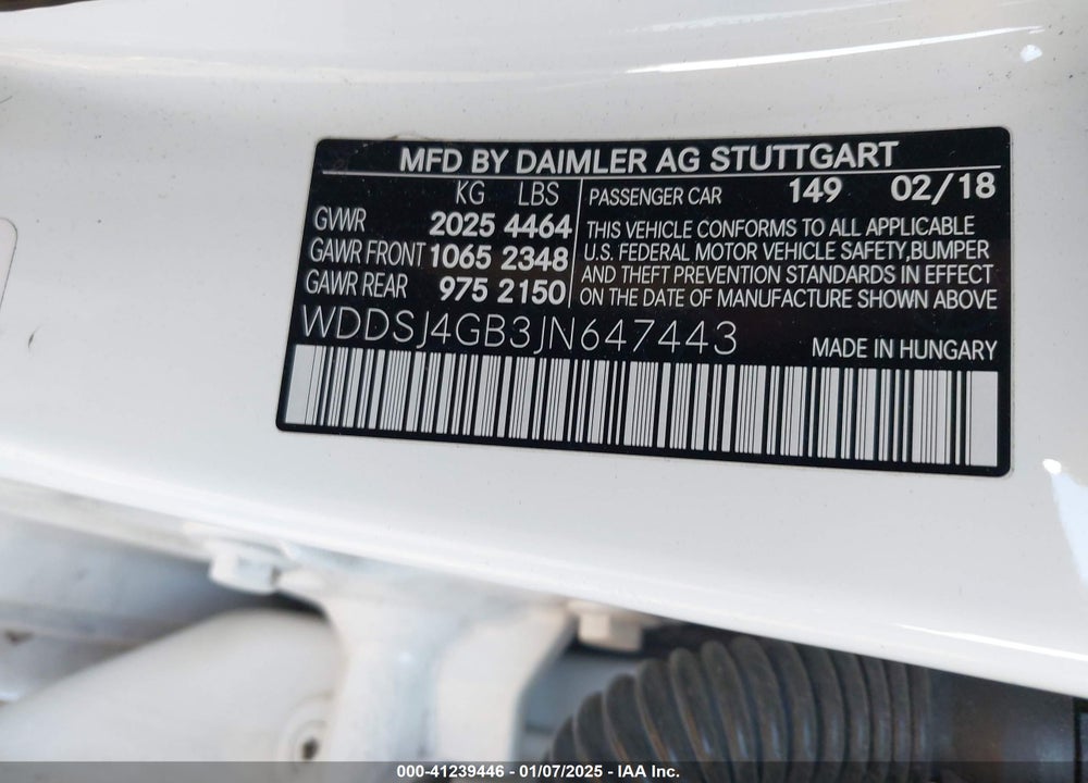 2018 MERCEDES-BENZ CLA 250 4MATIC VIN: WDDSJ4GB3JN647443