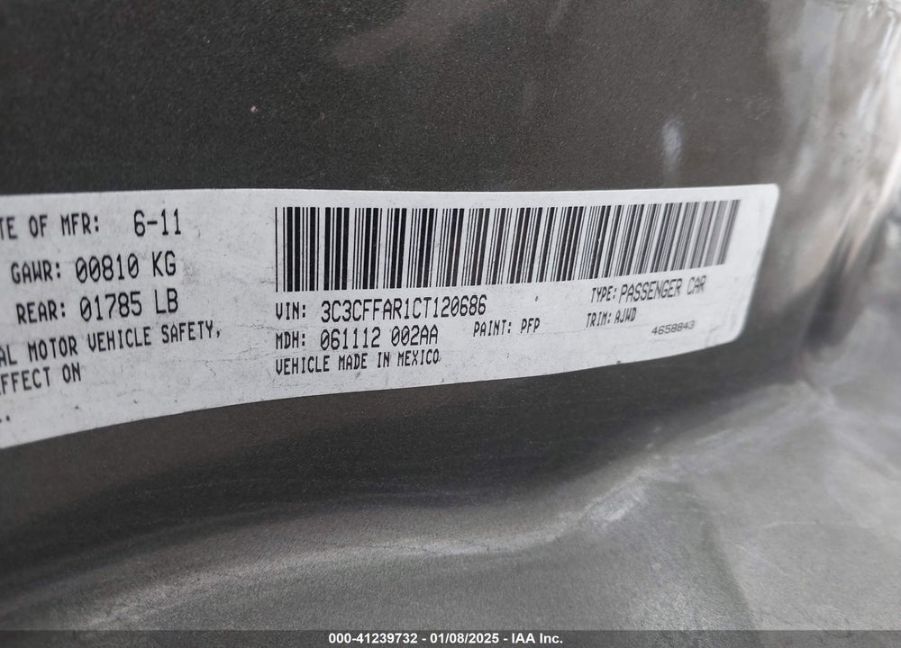 2012 FIAT 500 POP VIN: 3C3CFFAR1CT120686