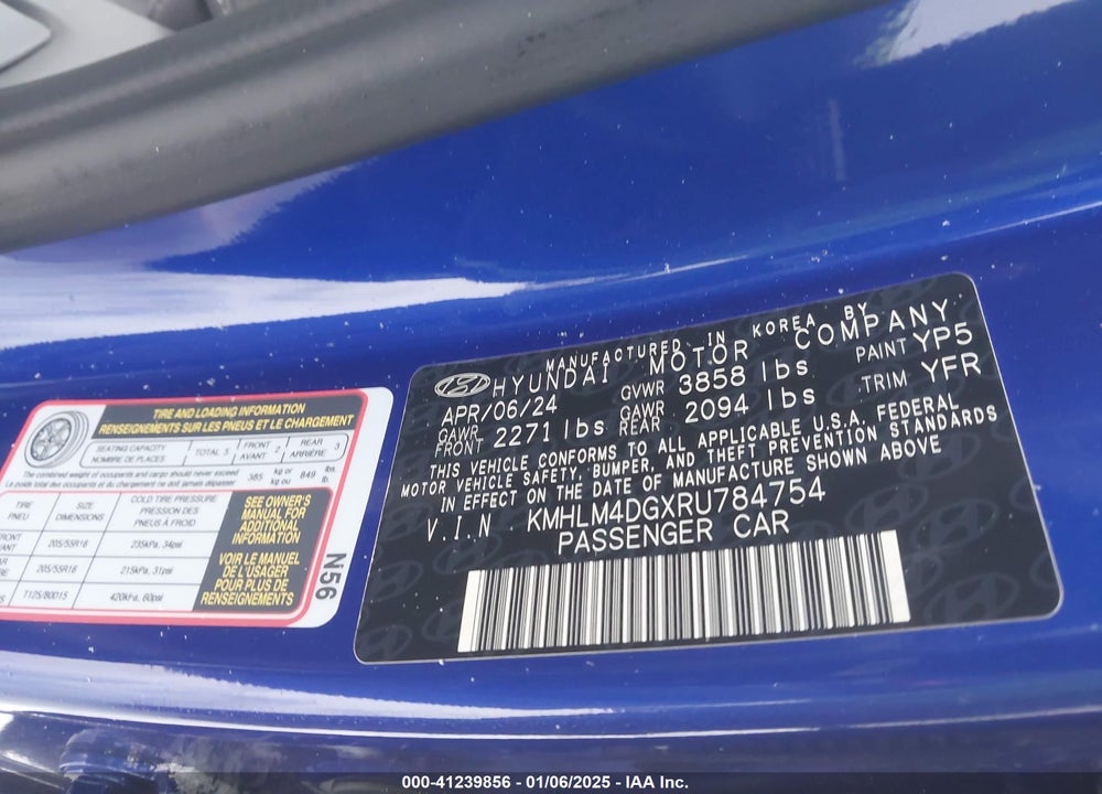 2024 HYUNDAI ELANTRA VIN: KMHLM4DGXRU784754