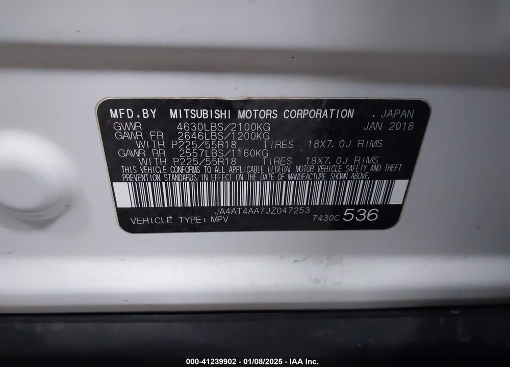 2018 MITSUBISHI ECLIPSE CROSS LE VIN: JA4AT4AA7JZ047253