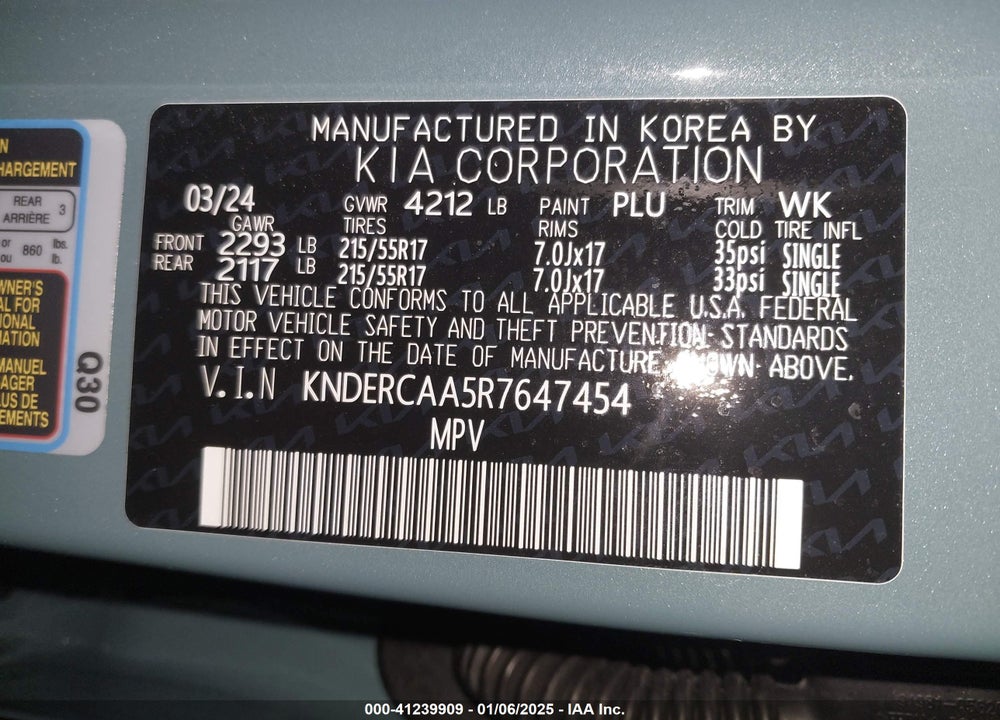 2024 KIA SELTOS EX VIN: KNDERCAA5R7647454