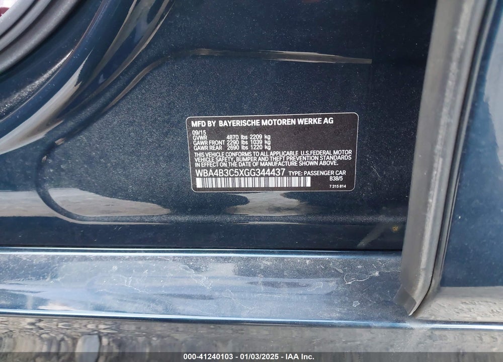 2016 BMW 435 VIN: WBA4B3C5XGG344437