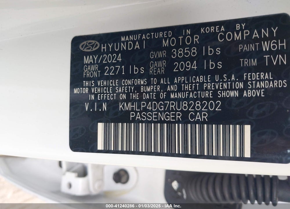 2024 HYUNDAI ELANTRA LIMITED VIN: KMHLP4DG7RU828202