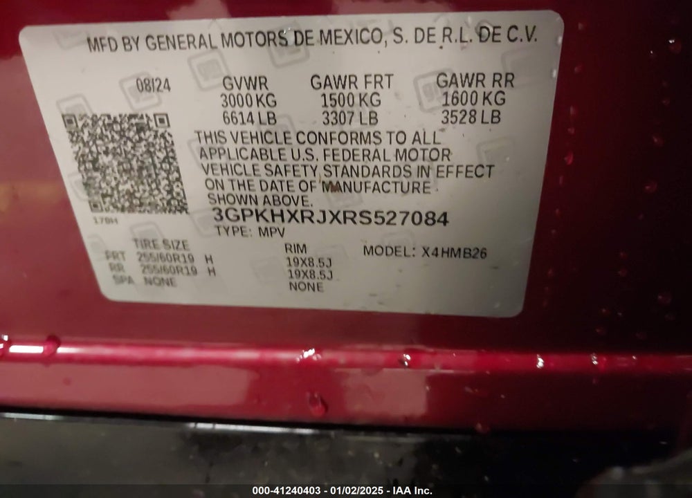2024 HONDA PROLOGUE TOURING VIN: 3GPKHXRJXRS527084