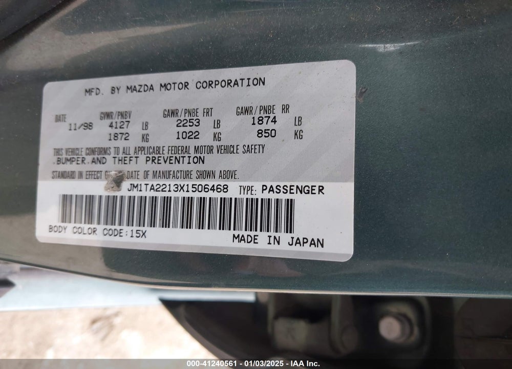 1999 MAZDA MILLENIA VIN: JM1TA2213X1506468