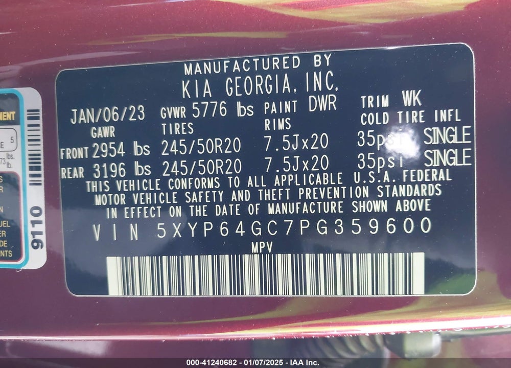 2023 KIA TELLURIDE S VIN: 5XYP64GC7PG359600