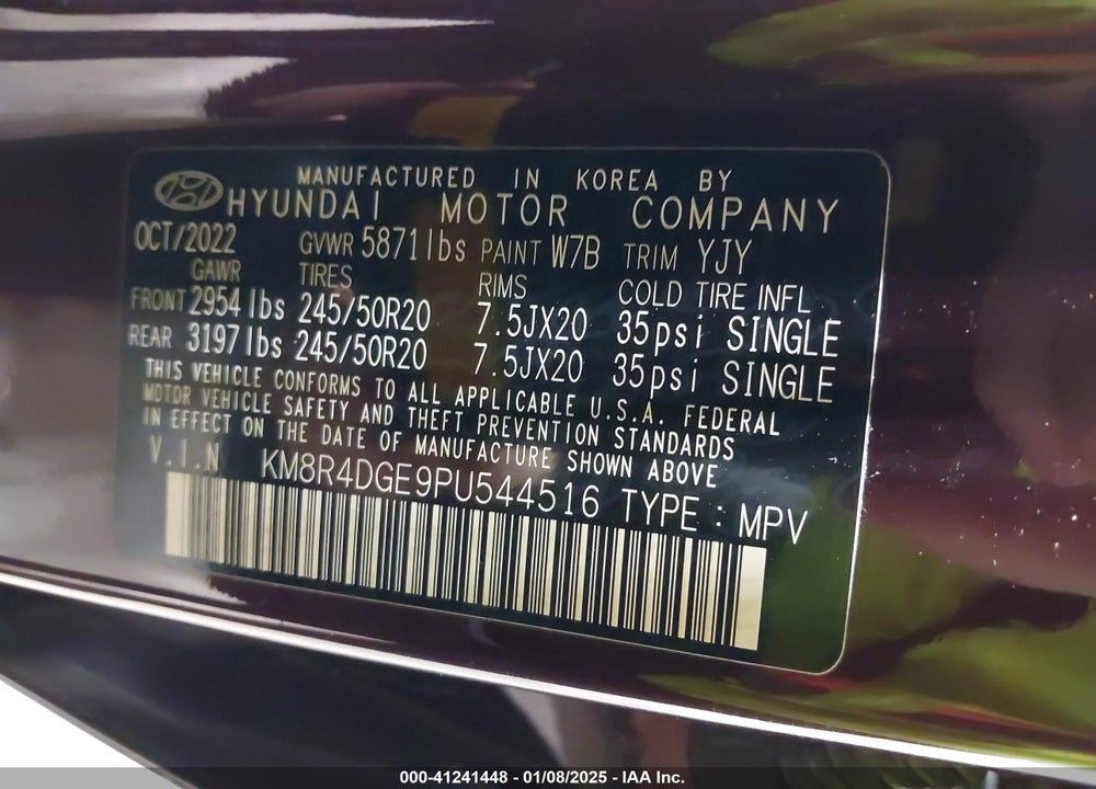 2023 HYUNDAI PALISADE SEL VIN: KM8R4DGE9PU544516