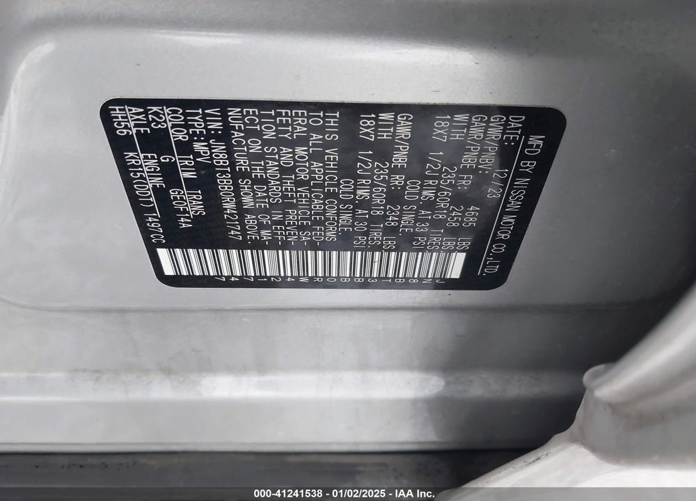 2024 NISSAN ROGUE SV INTELLIGENT AWD VIN: JN8BT3BB0RW421747