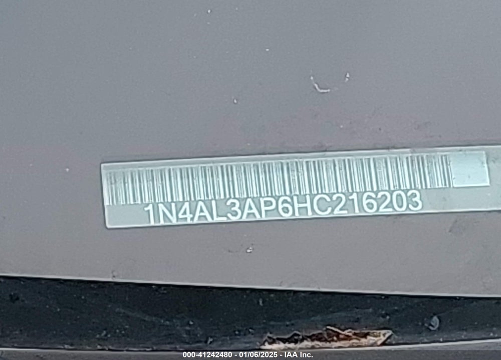 2017 NISSAN ALTIMA VIN: 1N4AL3AP6HC216203