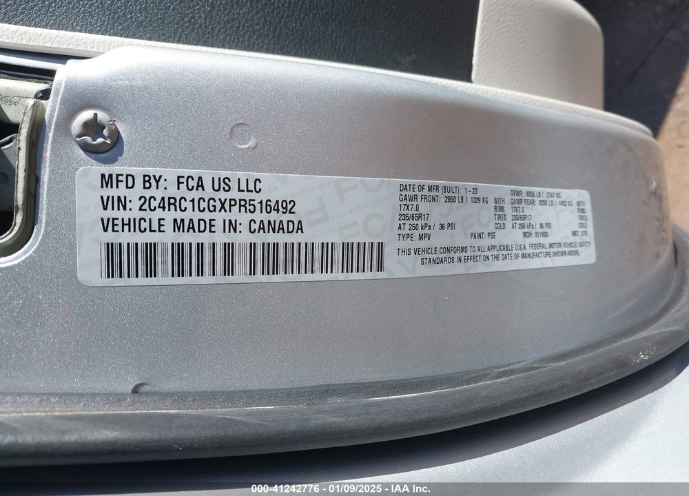 2023 CHRYSLER VOYAGER LX VIN: 2C4RC1CGXPR516492