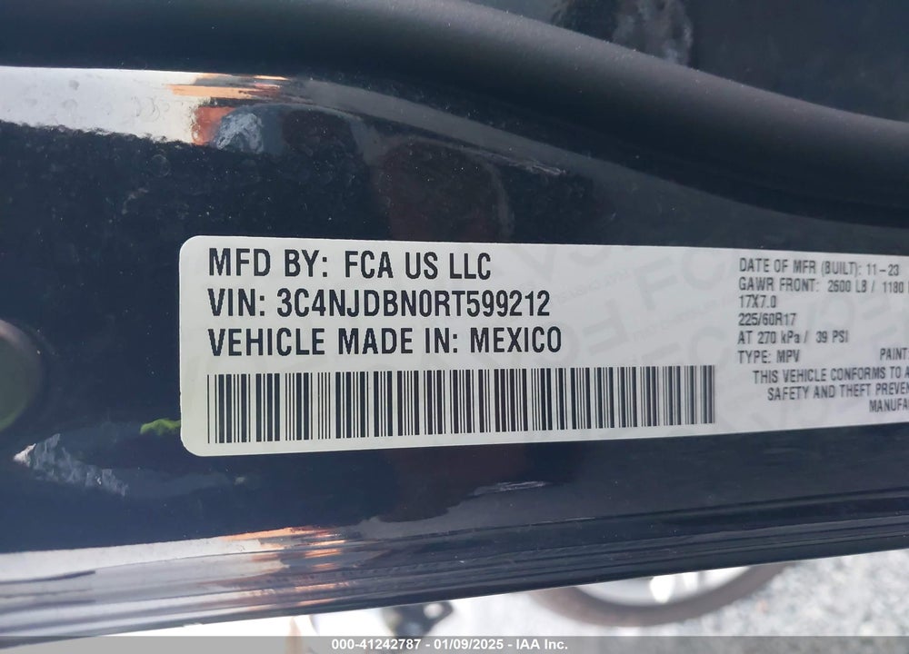 2024 JEEP COMPASS LATITUDE 4X4 VIN: 3C4NJDBN0RT599212