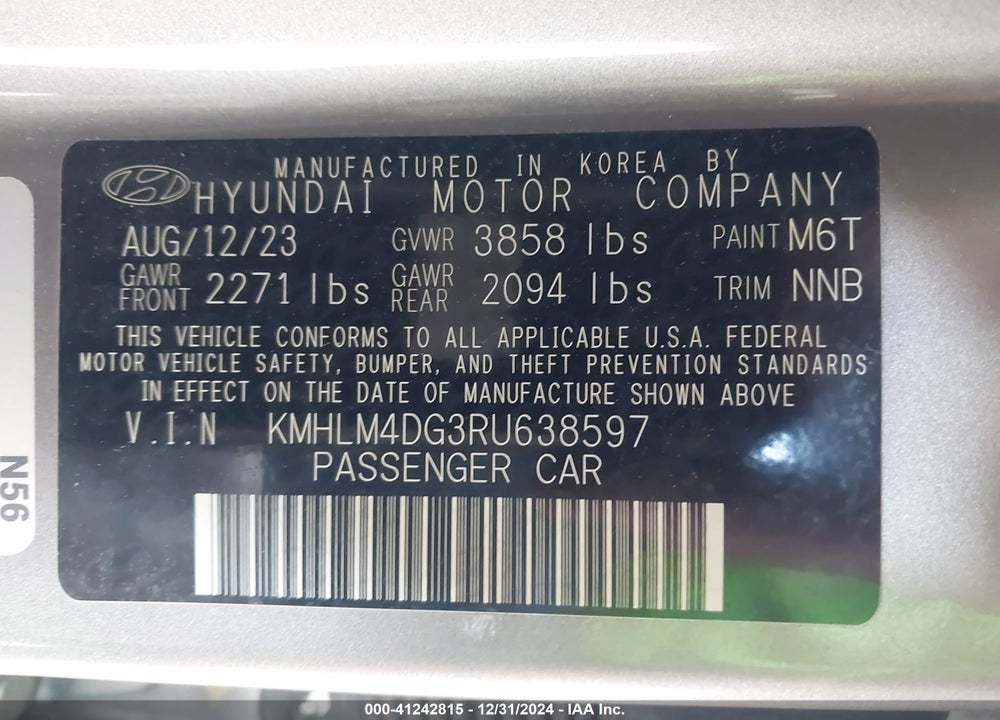 2024 HYUNDAI ELANTRA SEL VIN: KMHLM4DG3RU638597