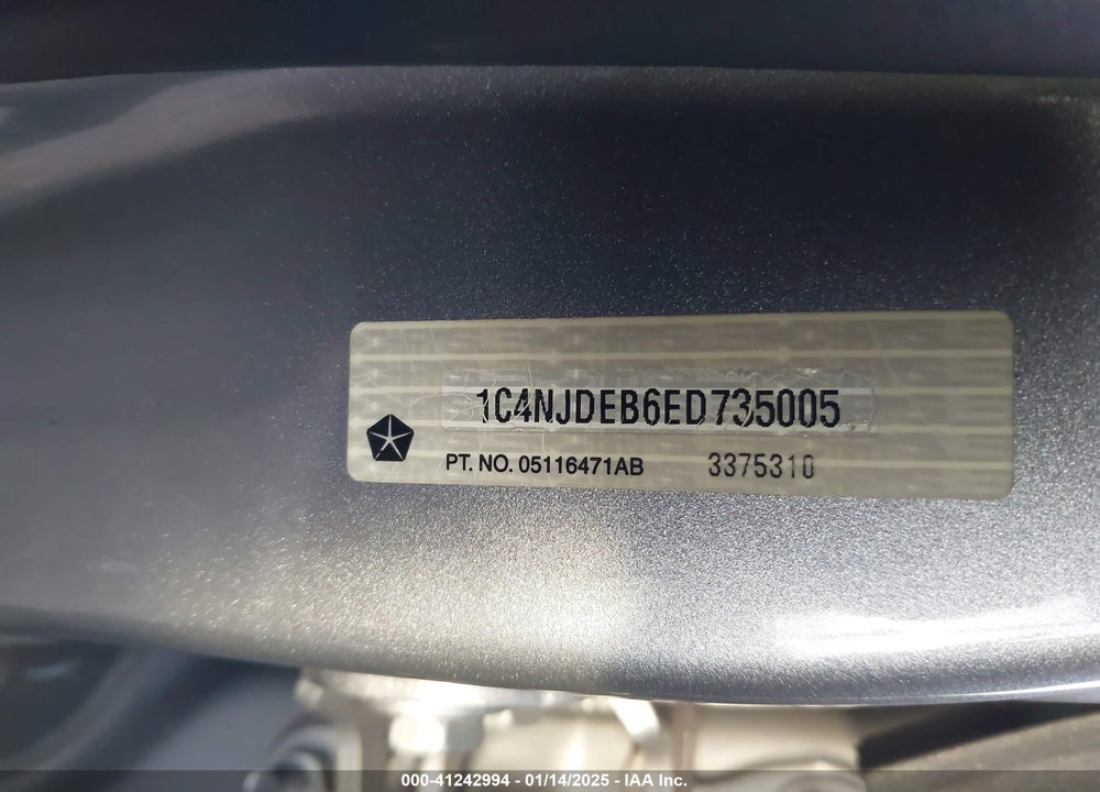 2014 JEEP COMPASS LATITUDE VIN: 1C4NJDEB6ED735005