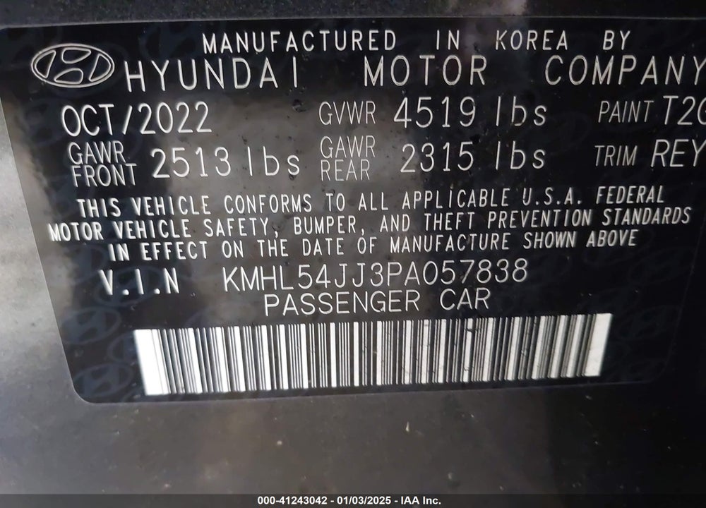 2023 HYUNDAI SONATA HYBRID VIN: KMHL54JJ3PA057838