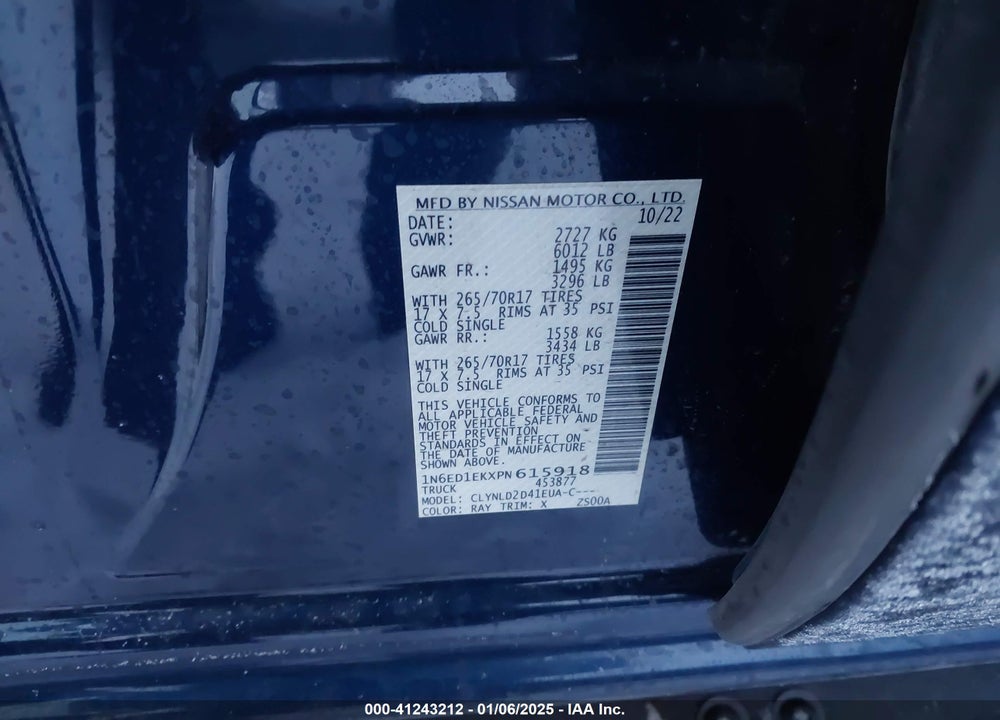 2023 NISSAN FRONTIER PRO-4X 4X4 VIN: 1N6ED1EKXPN615918