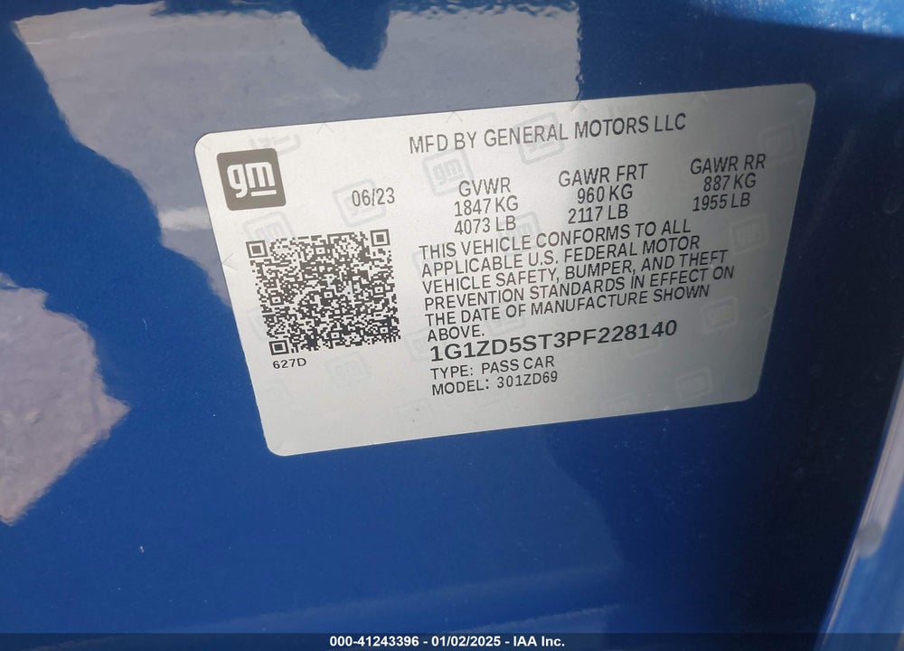 2023 CHEVROLET MALIBU VIN: 1G1ZD5ST3PF228140