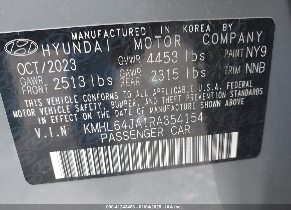 2024 HYUNDAI SONATA SEL VIN: KMHL64JA1RA354154