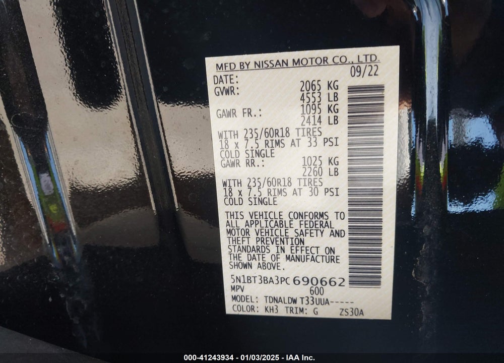 2023 NISSAN ROGUE SV FWD VIN: 5N1BT3BA3PC690662