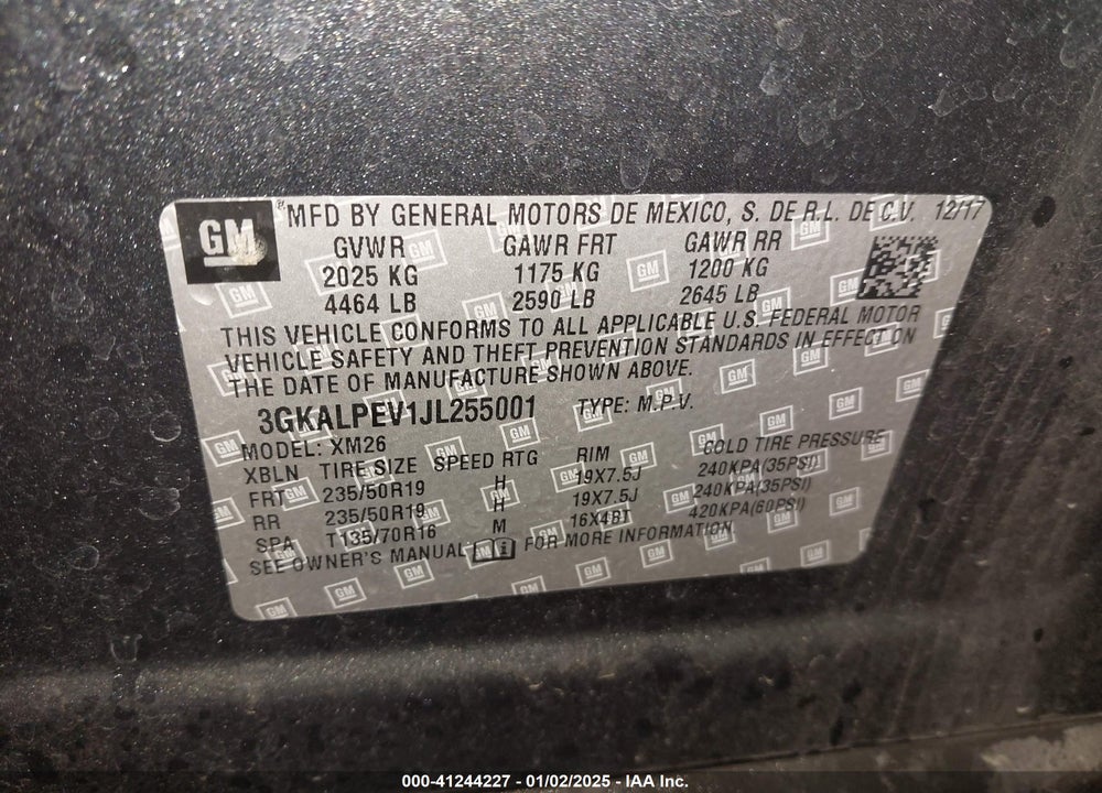 2018 GMC TERRAIN SLT VIN: 3GKALPEV1JL255001