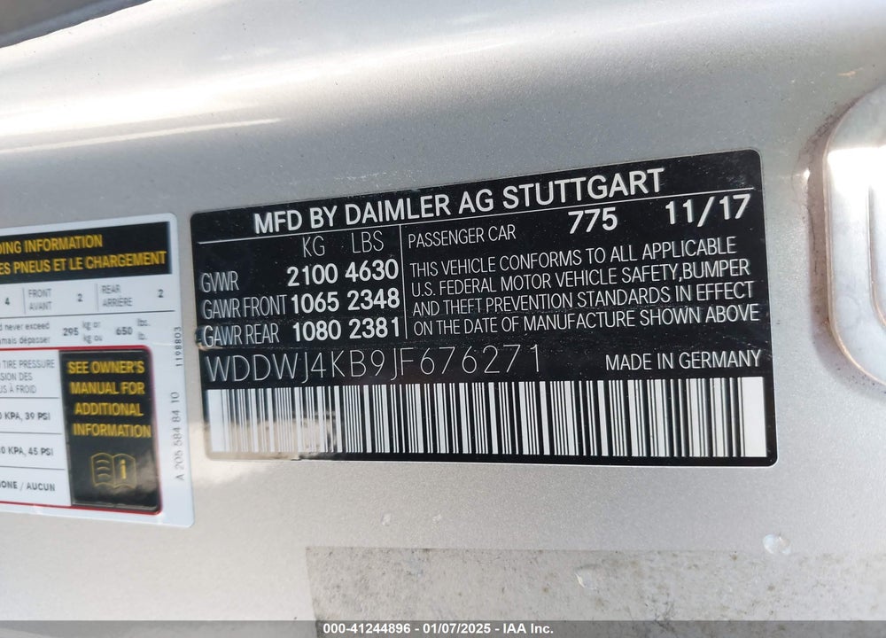 2018 MERCEDES-BENZ C 300 4MATIC VIN: WDDWJ4KB9JF676271