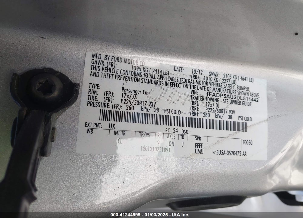 2013 FORD C-MAX HYBRID VIN: 1FADP5AU2DL511442