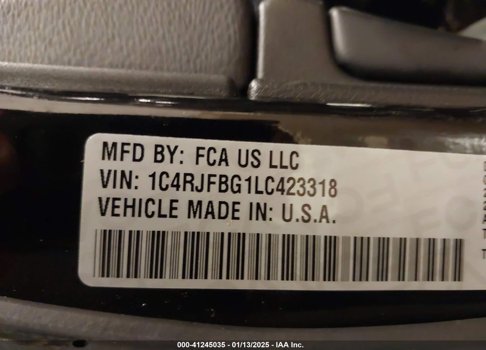 2020 JEEP GRAND CHEROKEE LIMITED 4X4 VIN: 1C4RJFBG1LC423318