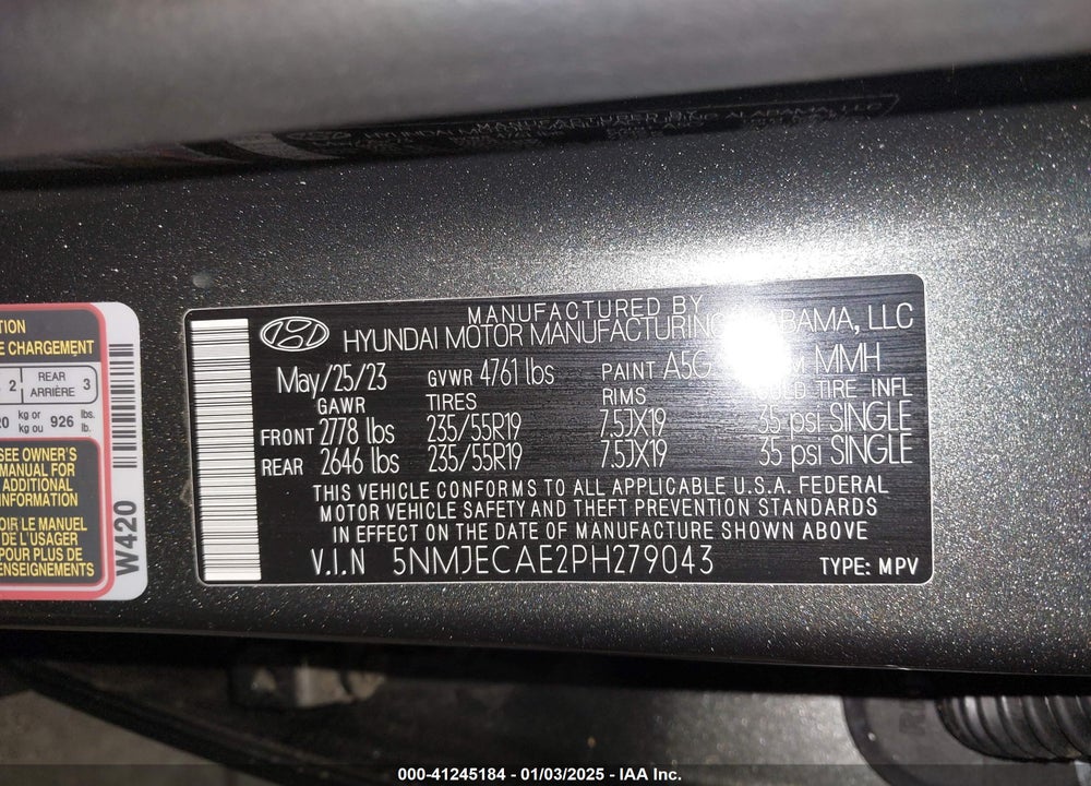 2023 HYUNDAI TUCSON LIMITED VIN: 5NMJECAE2PH279043