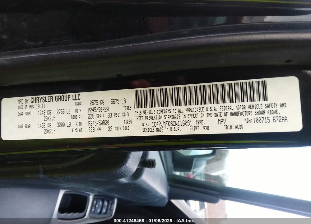 2012 JEEP LIBERTY LIMITED JET EDITION VIN: 1C4PJMFK8CW116091